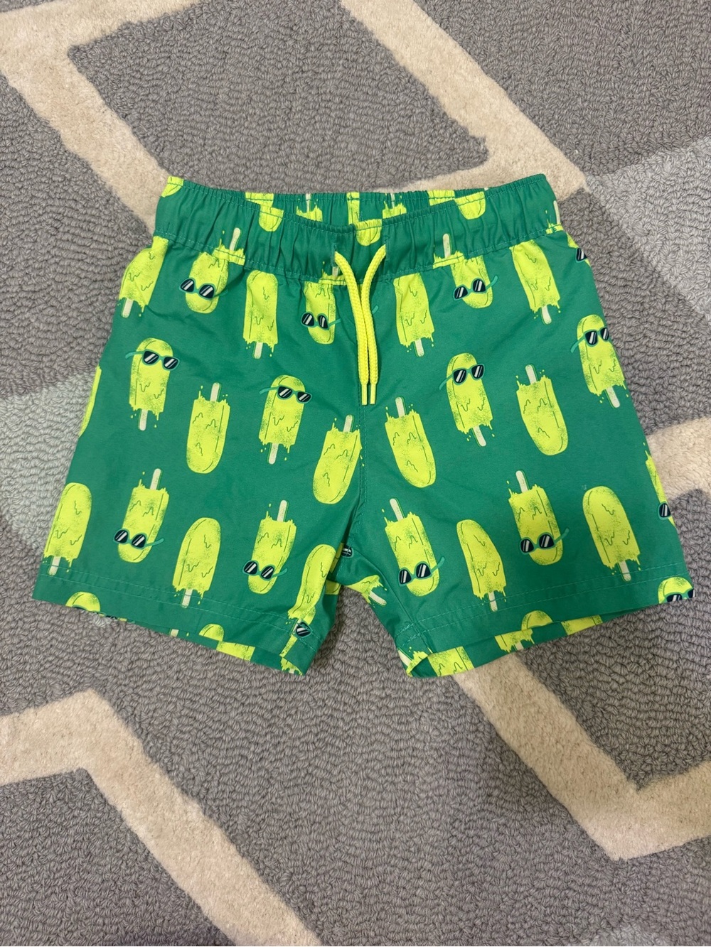 Old Navy Green Swim Trunks with Yellow Popsicle Print Sz 2t